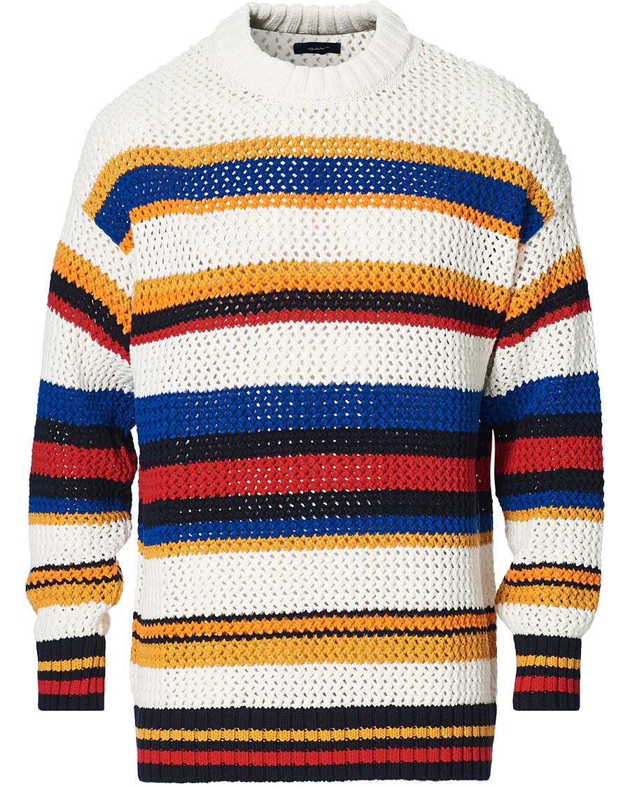 Herren | Pullover | GANT | Open Knit Stripe Crew Neck Multi