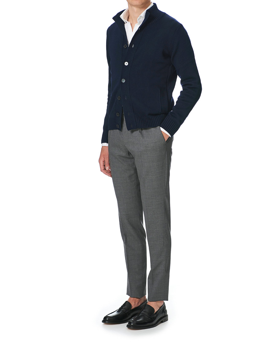 Herren | Pullover | Stenströms | Heavy Merino Wool Cardigan Navy