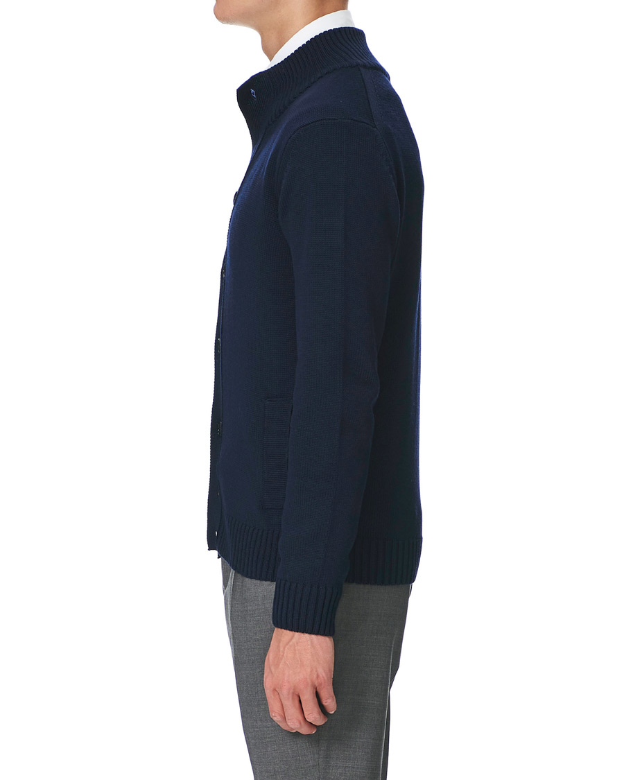 Herren | Pullover | Stenströms | Heavy Merino Wool Cardigan Navy