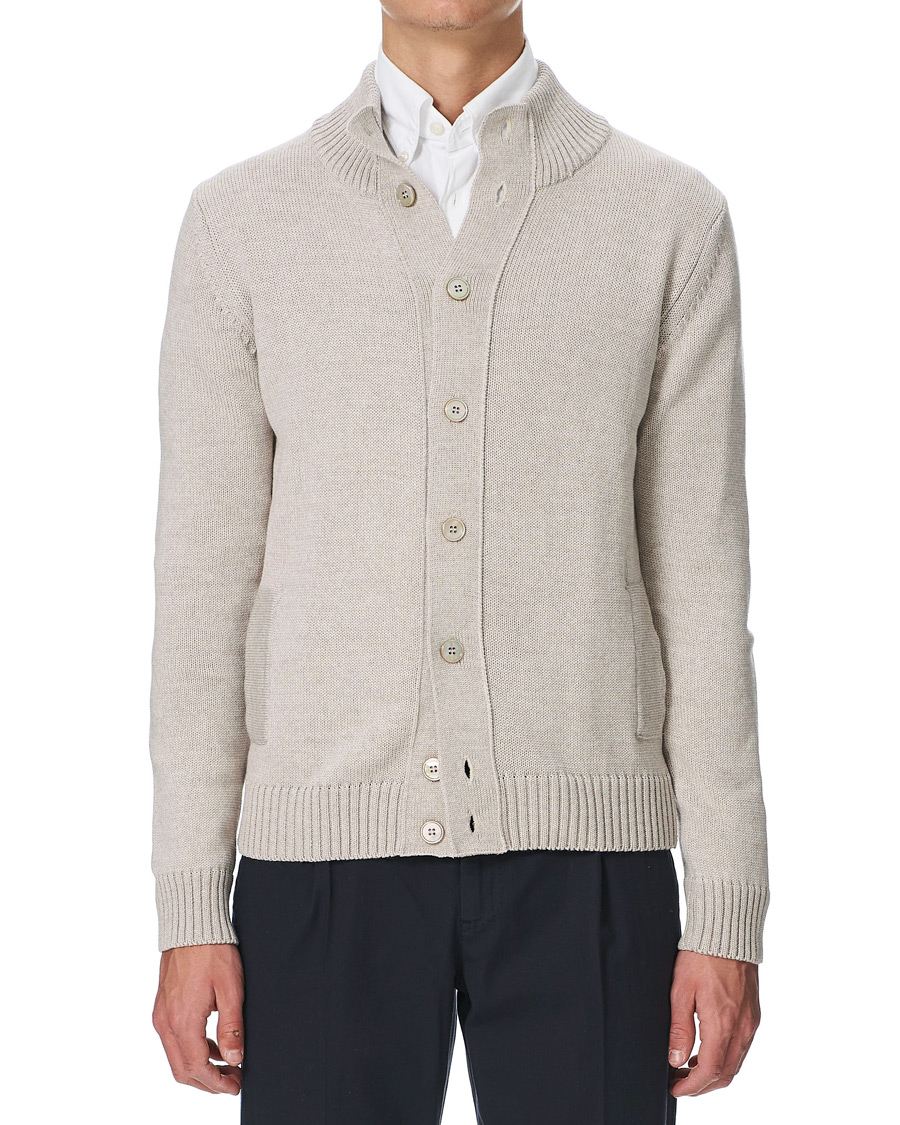 Herren | Pullover | Stenströms | Heavy Merino Wool Cardigan Beige