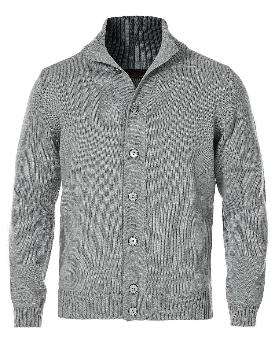 Herren | Pullover | Stenströms | Heavy Merino Wool Cardigan Grey