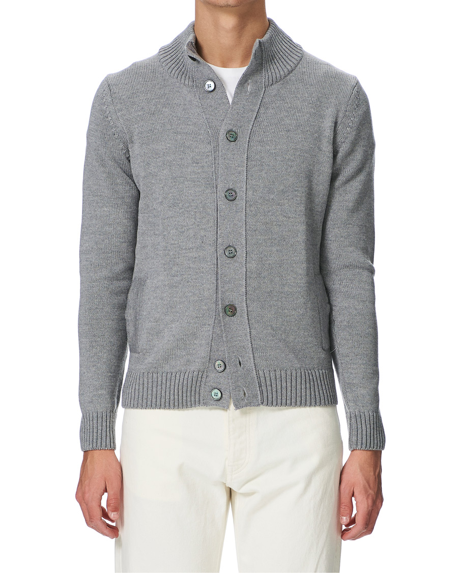 Herren | Pullover | Stenströms | Heavy Merino Wool Cardigan Grey