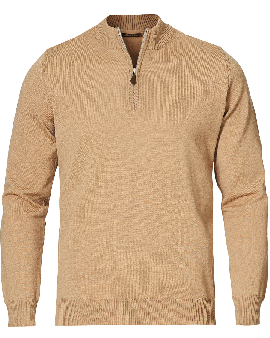 Herren | Pullover | Stenströms | Merino Half Zip Light Beige