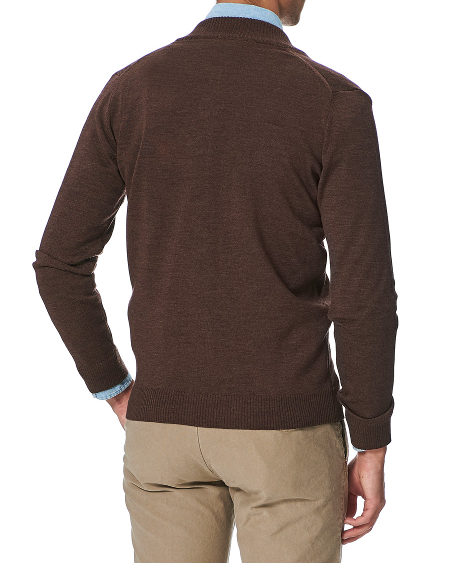Herren | Pullover | Stenströms | Merino Full Zip Brown
