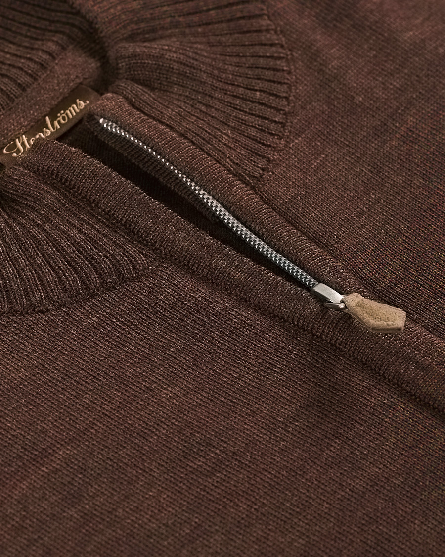 Herren | Pullover | Stenströms | Merino Full Zip Brown