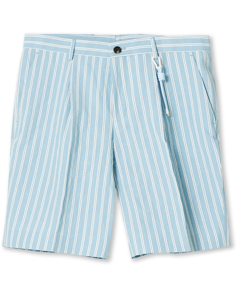 Herren | Shorts | BOSS BLACK | BOSS Pepe Striped Seersucker Shorts Pastel Blue