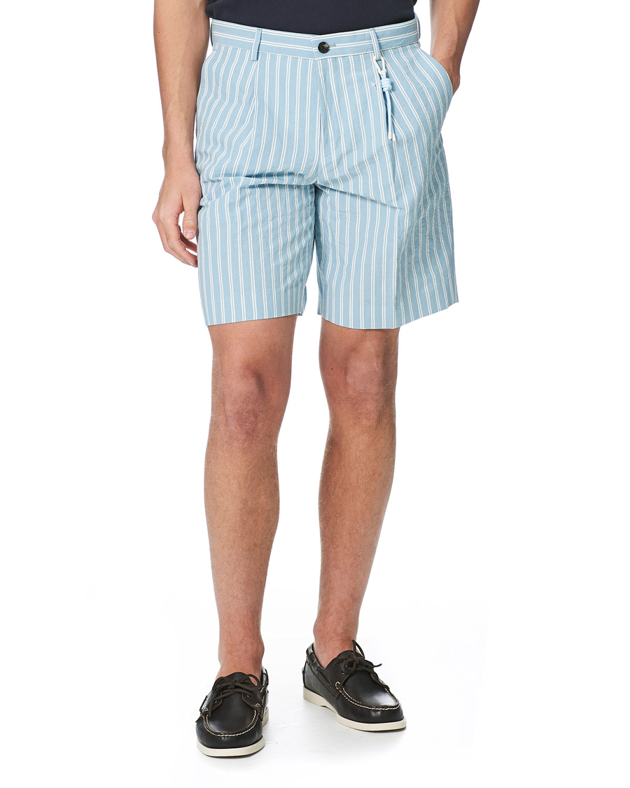 Herren | Shorts | BOSS BLACK | BOSS Pepe Striped Seersucker Shorts Pastel Blue