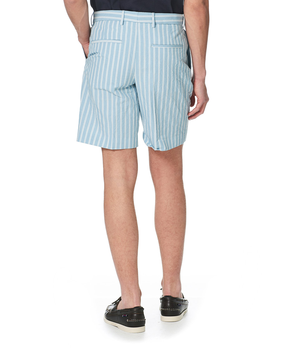Herren | Shorts | BOSS BLACK | BOSS Pepe Striped Seersucker Shorts Pastel Blue