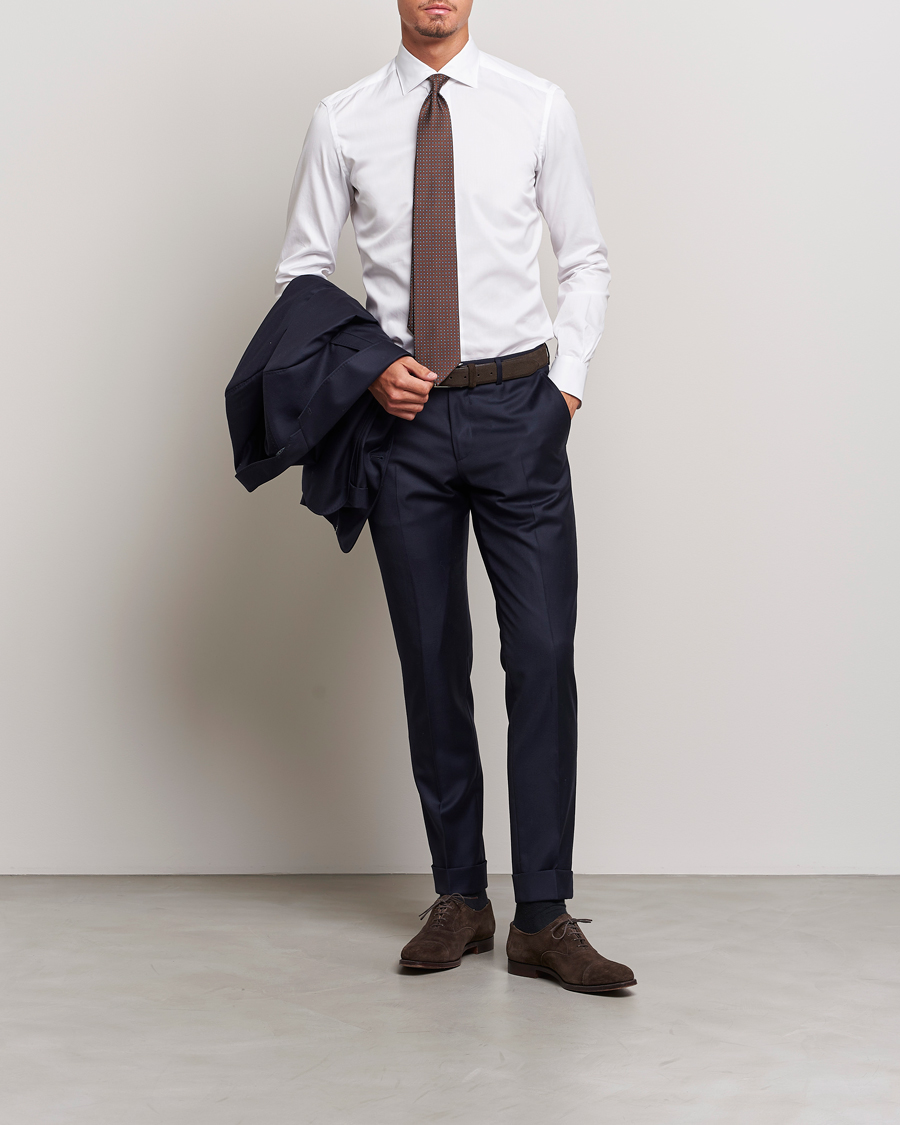 Herren | Hemden | Mazzarelli | Soft Cotton Cut Away Shirt White