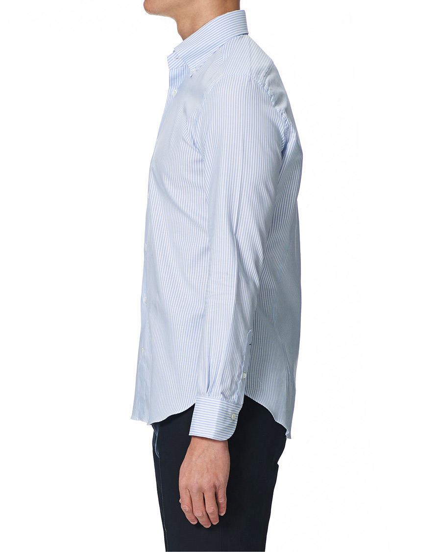 Herren | Hemden | Mazzarelli | Soft Button Down Stripe Oxford Shirt Light Blue