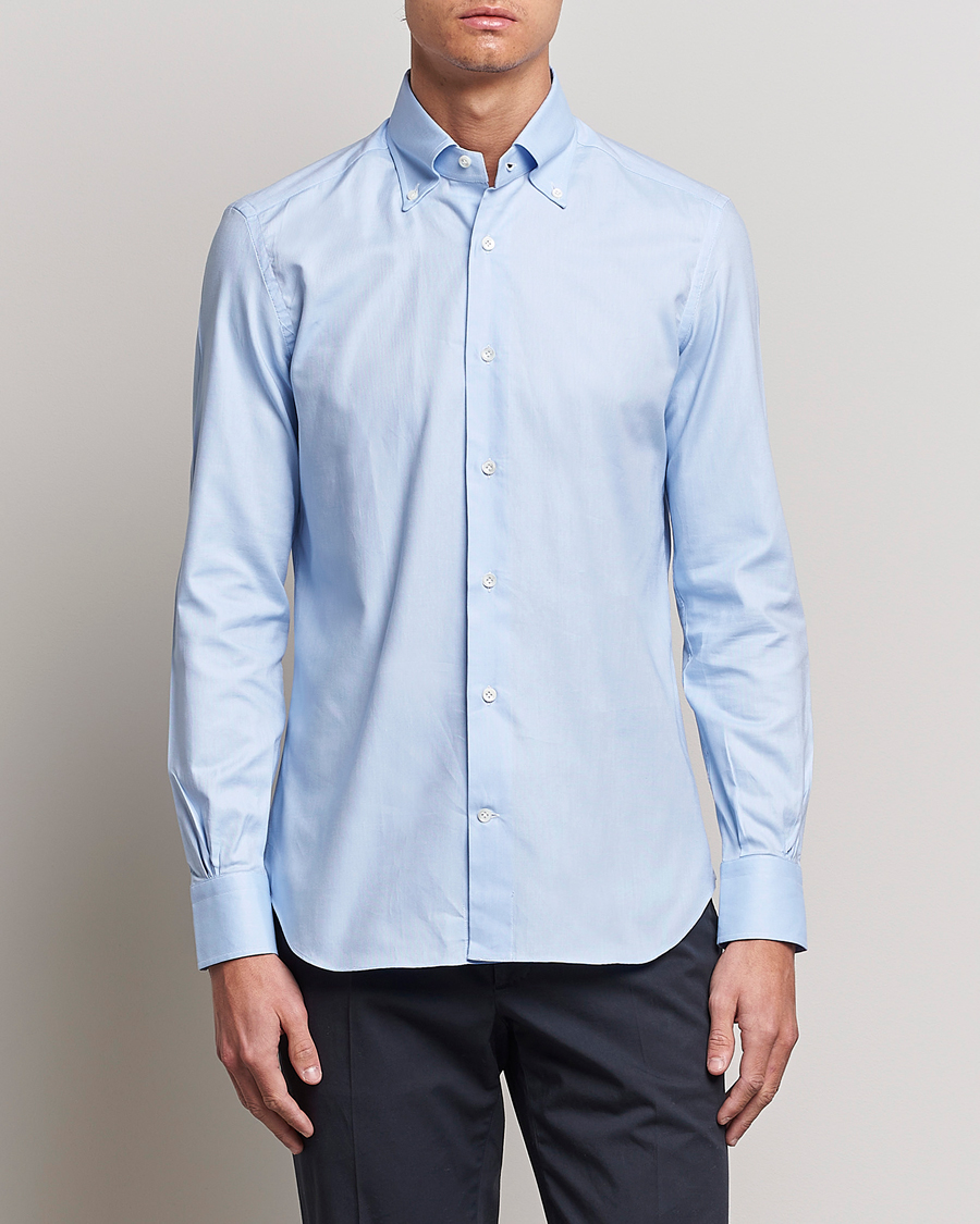 Herren |  | Mazzarelli | Soft Oxford Button Down Shirt Light Blue