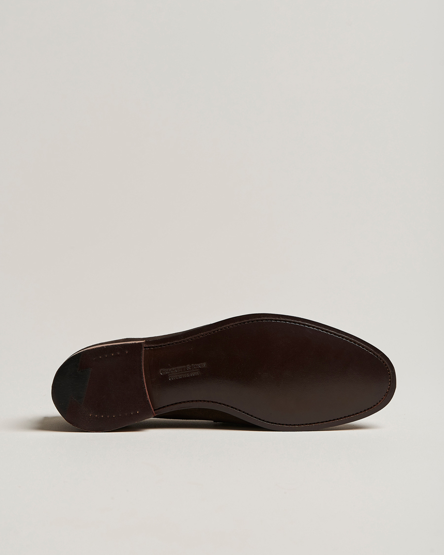 Herren | Crockett & Jones Seaton Unlined Penny Loafer Dark Oak Suede | Crockett & Jones | Seaton Unlined Penny Loafer Dark Oak Suede