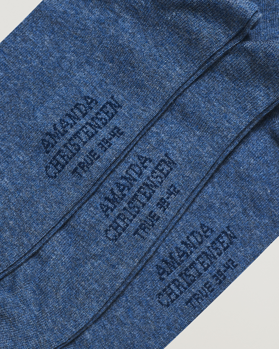 Herren | Normale Socken | Amanda Christensen | 3-Pack True Cotton Socks Denim Blue