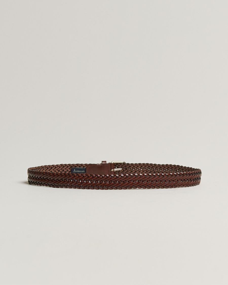 Herren |  | Anderson's | Woven Leather Belt 3 cm Cognac