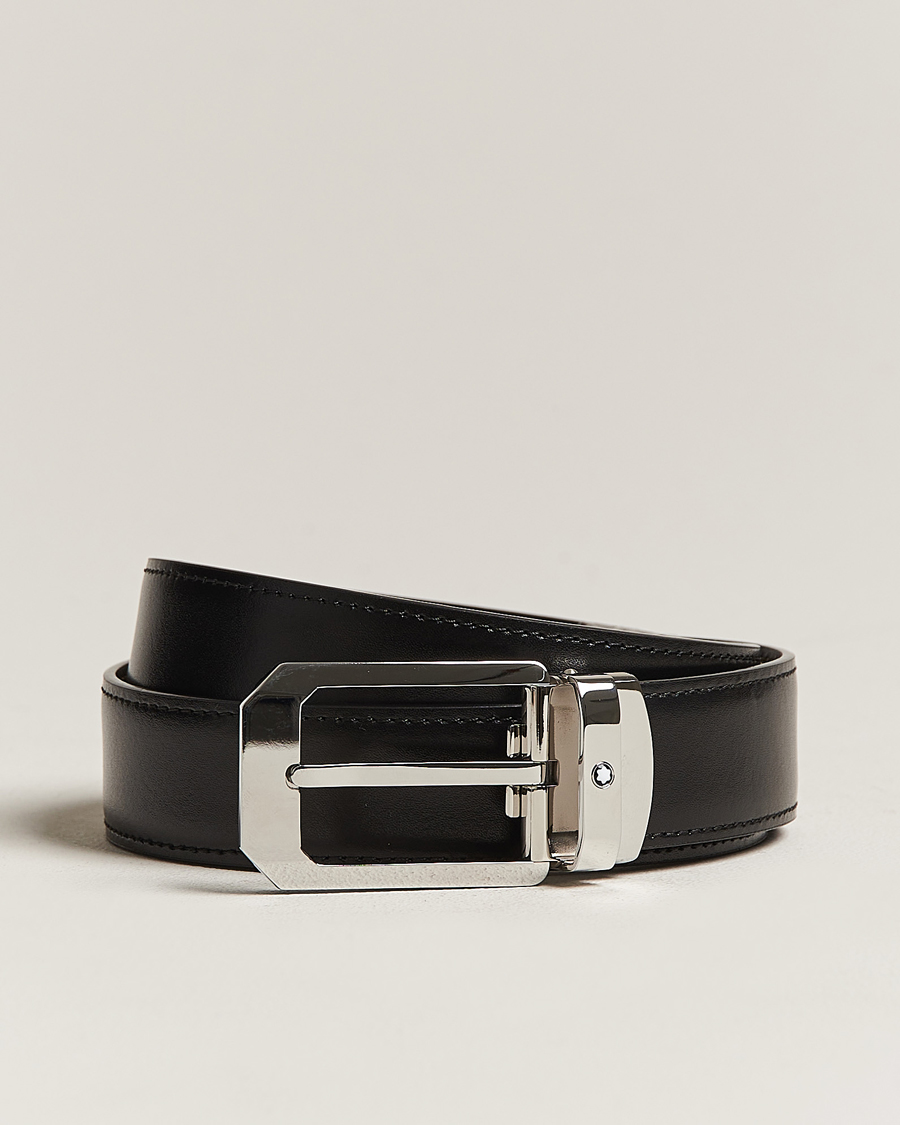 Herren | Montblanc Reversible Rectangular Buckle 30mm Belt Black/Brown | Montblanc | Reversible Rectangular Buckle 30mm Belt Black/Brown