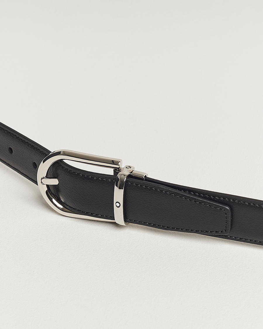 Herren | Montblanc Reversible Horseshoe Leather Belt 30mm Blue/Black Grain | Montblanc | Reversible Horseshoe Leather Belt 30mm Blue/Black Grain