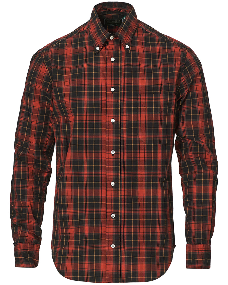 Herren | Hemden | Gitman Vintage | Button Down Beefy Plaid Shirt Black/Red