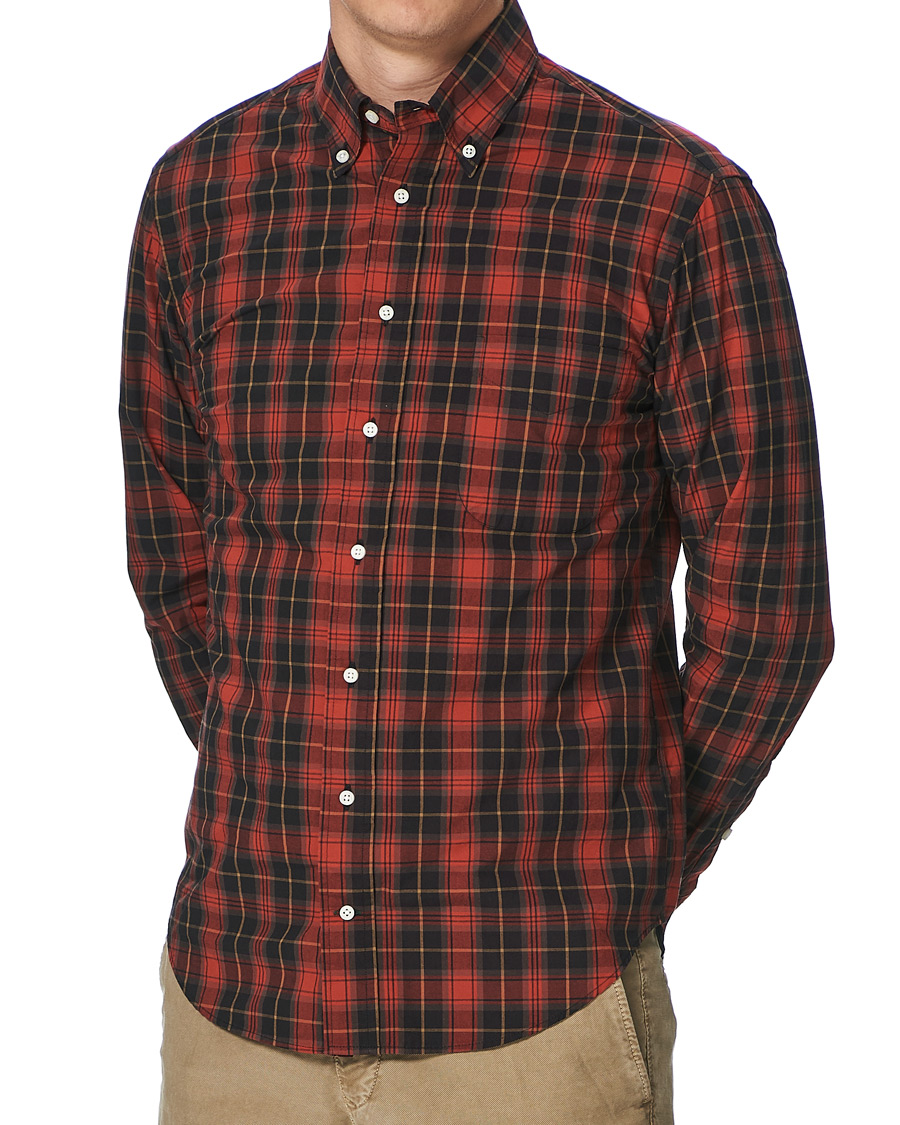 Herren | Hemden | Gitman Vintage | Button Down Beefy Plaid Shirt Black/Red