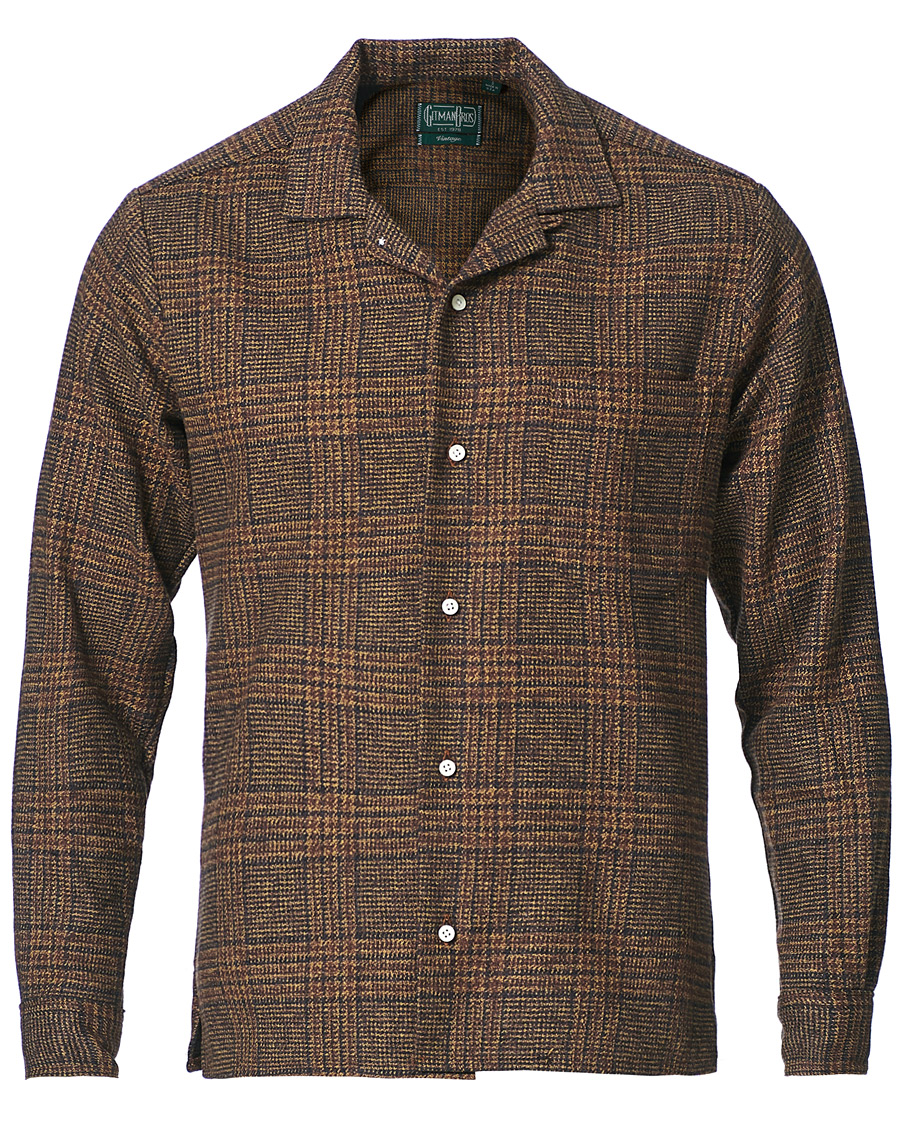 Herren | Hemden | Gitman Vintage | Camp Collar Tweed Check Shirt Brown