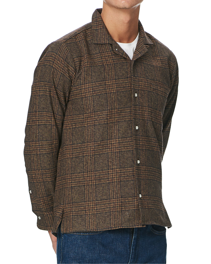 Herren | Hemden | Gitman Vintage | Camp Collar Tweed Check Shirt Brown