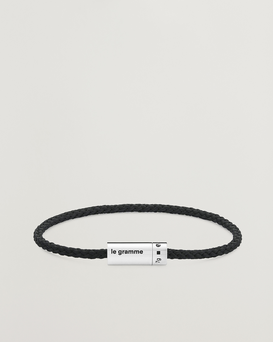 Herren | LE GRAMME Nato Cable Bracelet Black/Sterling Silver 7g | LE GRAMME | Nato Cable Bracelet Black/Sterling Silver 7g