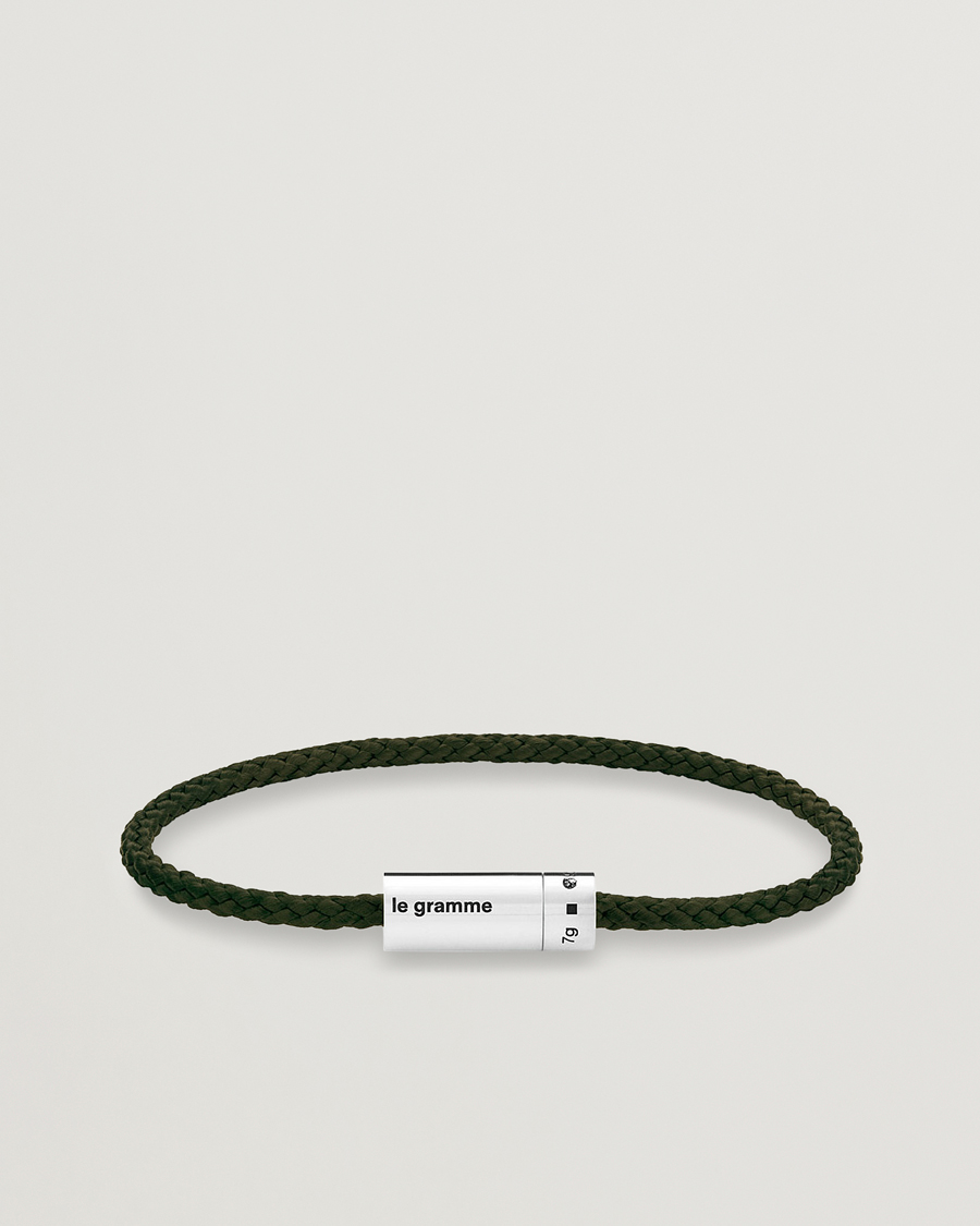 Herren | LE GRAMME Nato Cable Bracelet Khaki/Sterling Silver 7g | LE GRAMME | Nato Cable Bracelet Khaki/Sterling Silver 7g