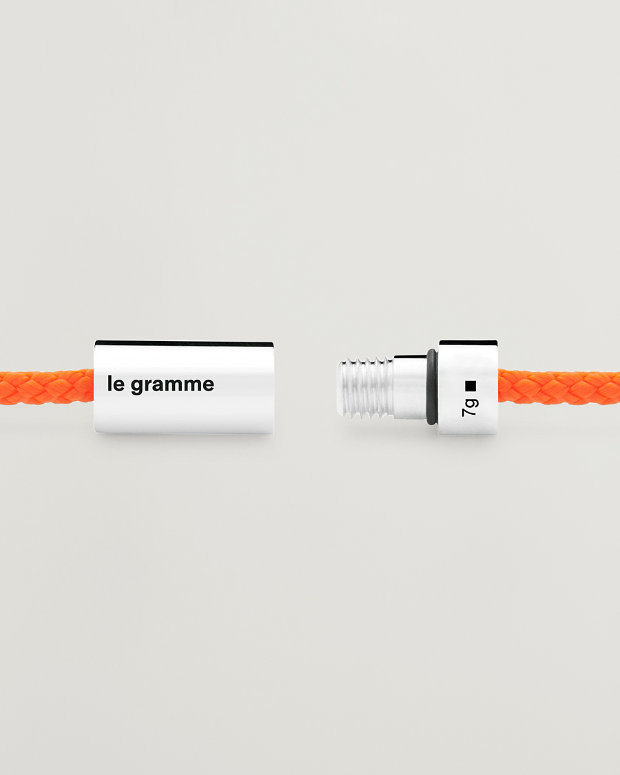 Herren | LE GRAMME Nato Cable Bracelet Orange/Sterling Silver 7g | LE GRAMME | Nato Cable Bracelet Orange/Sterling Silver 7g