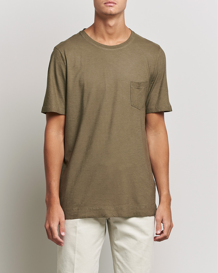 Herren | T-Shirts | Massimo Alba | Panarea Watercolor T-Shirt Military