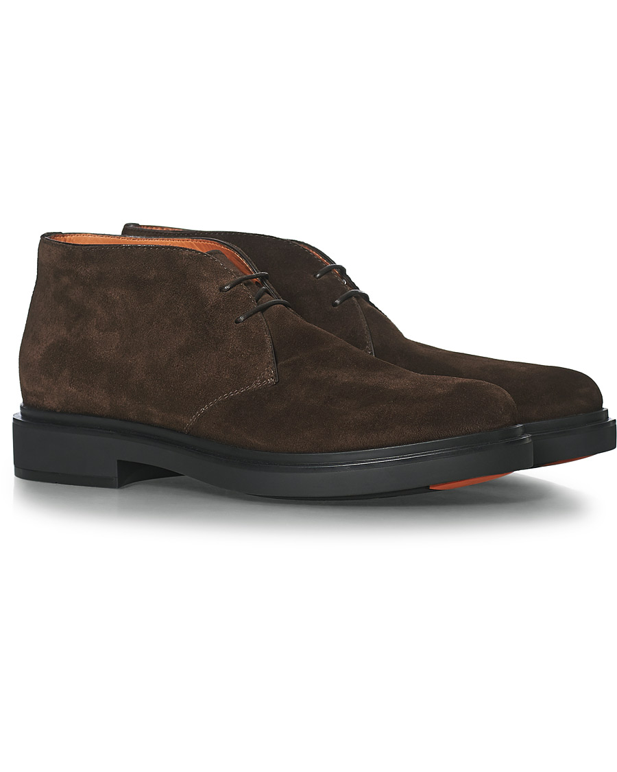Herren | Santoni Wembley Desert Boot Dark Brown Suede | Santoni | Wembley Desert Boot Dark Brown Suede
