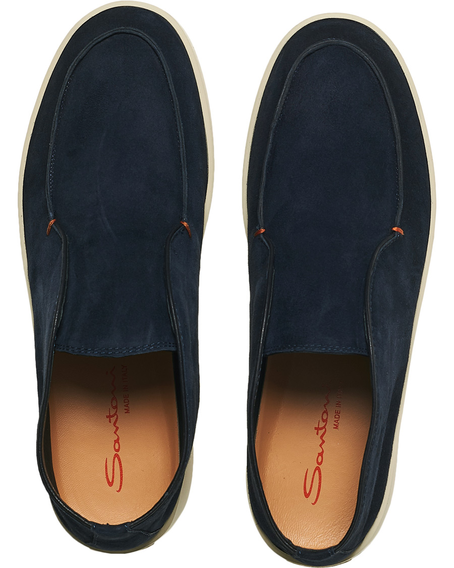 Herren | Santoni Slipper Chukka Boots Navy Suede | Santoni | Slipper Chukka Boots Navy Suede