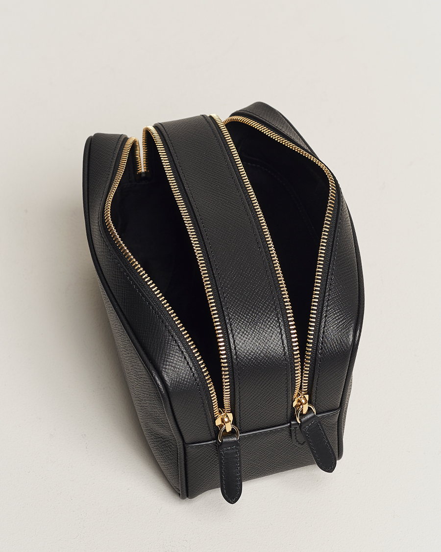 Herren | Taschen | Smythson | Panama Double Zip Washbag Black