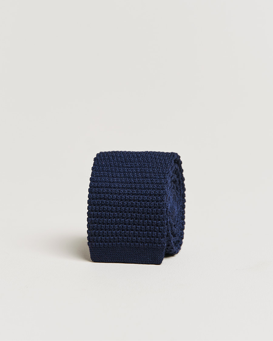 Herren | Amanda Christensen Wool Knitted 6cm Tie Navy | Amanda Christensen | Wool Knitted 6cm Tie Navy