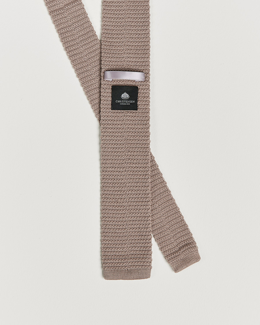 Herren | Festive | Amanda Christensen | Wool Knitted 6cm Tie Beige