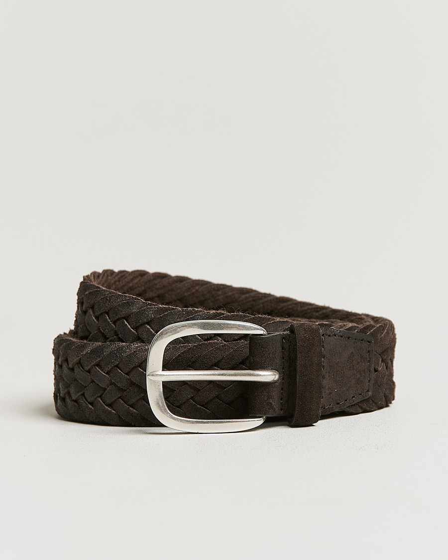 Herren | Orciani Braided Suede Belt 3,5 cm Dark Brown | Orciani | Braided Suede Belt 3,5 cm Dark Brown