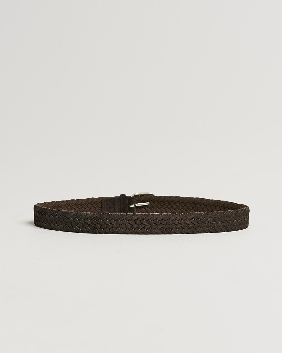 Herren | Orciani Braided Suede Belt 3,5 cm Dark Brown | Orciani | Braided Suede Belt 3,5 cm Dark Brown