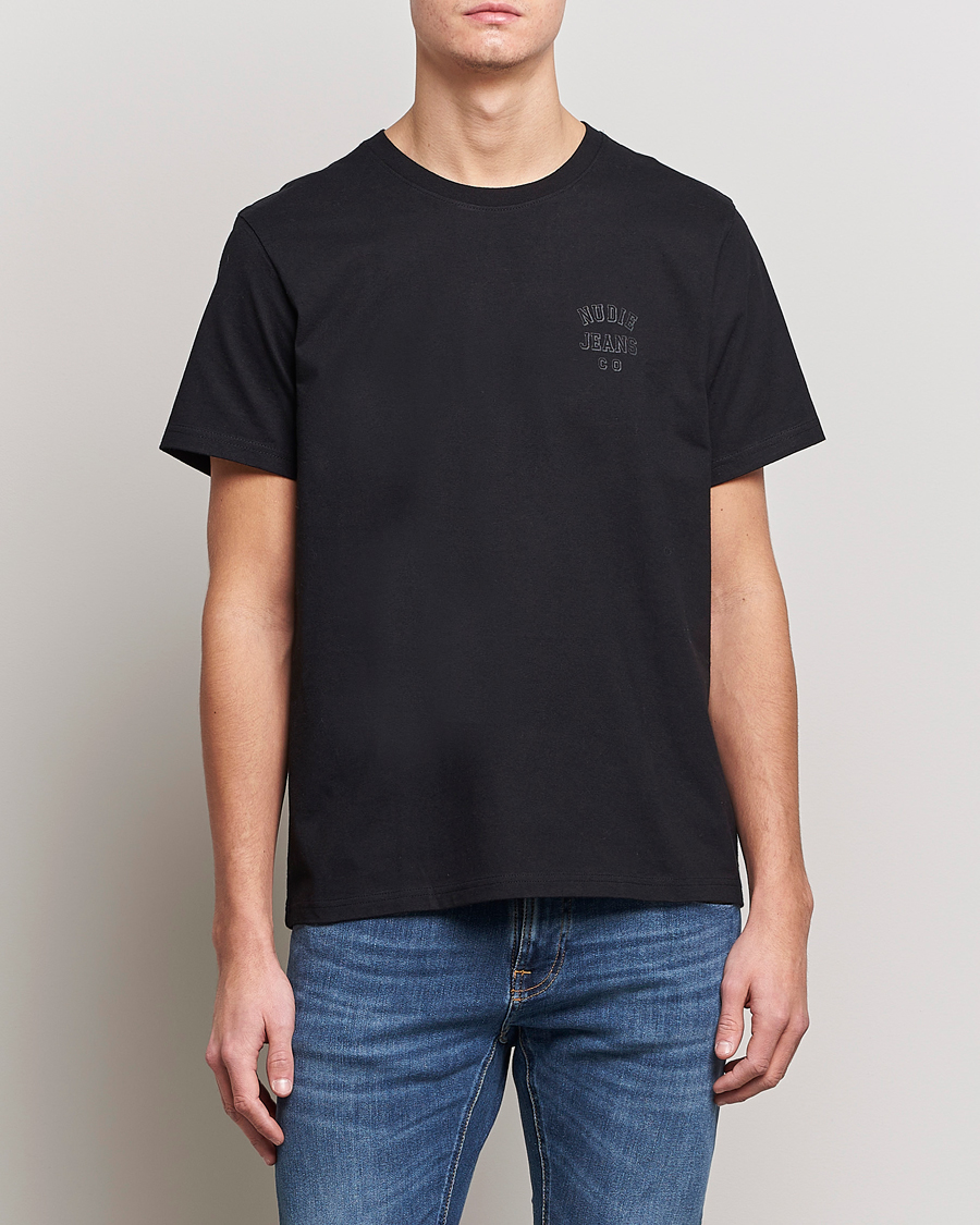 Herren | T-Shirts | Nudie Jeans | Roy Logo Crew Neck Tee Black