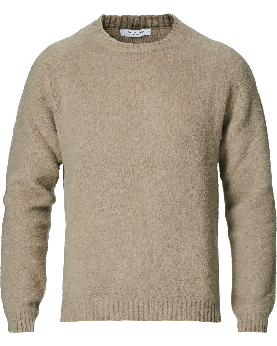 Herren | Pullover | Boglioli | Brushed Wool/Cashmere Sweater Beige