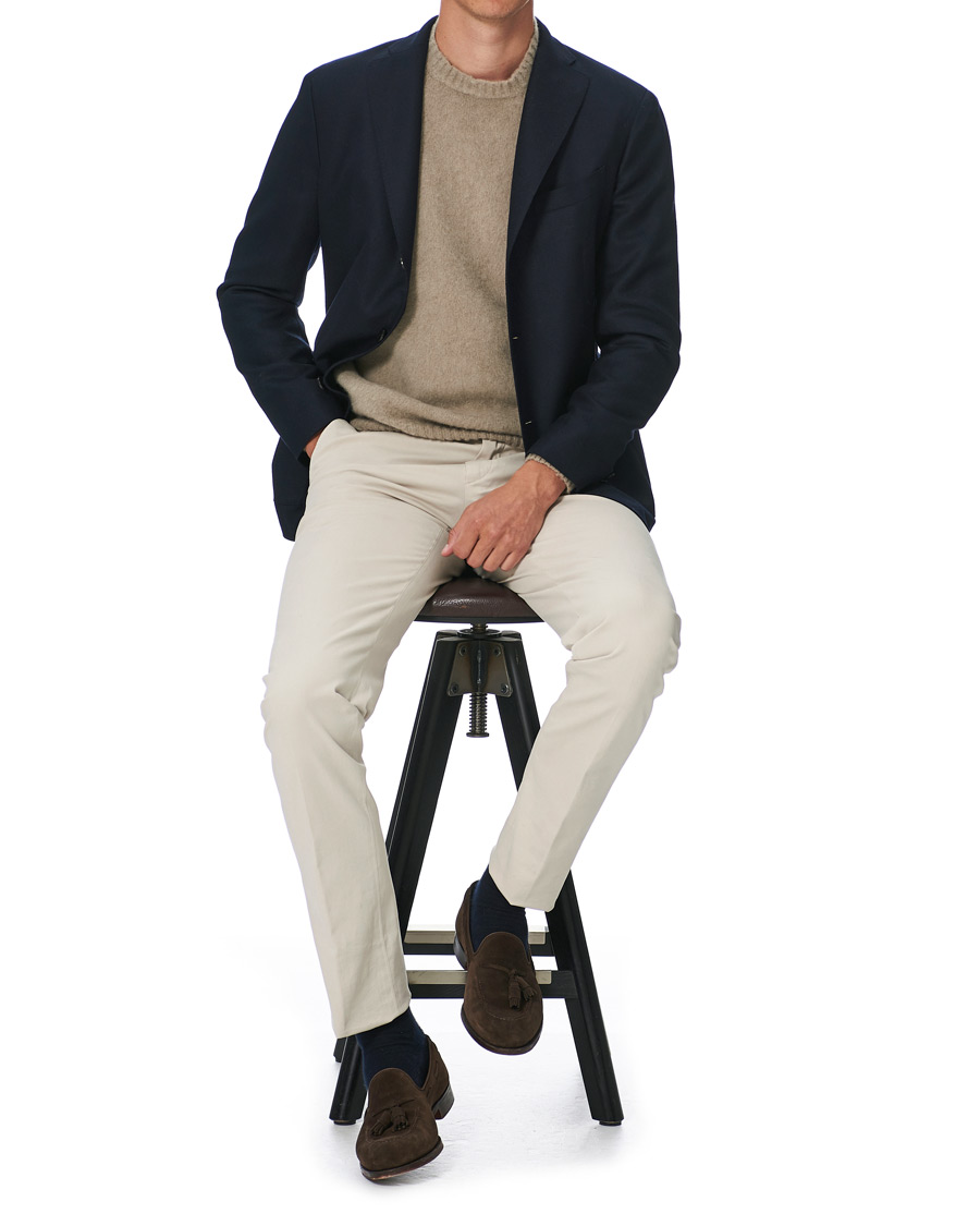 Herren | Pullover | Boglioli | Brushed Wool/Cashmere Sweater Beige