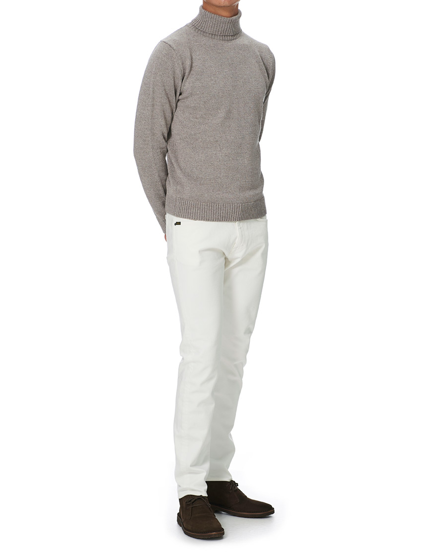 Herren | Pullover | Stenströms | Heavy Knitted Merino Rollneck Beige Mouliné