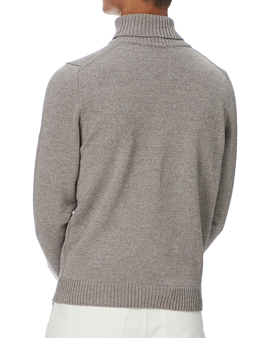 Herren | Pullover | Stenströms | Heavy Knitted Merino Rollneck Beige Mouliné