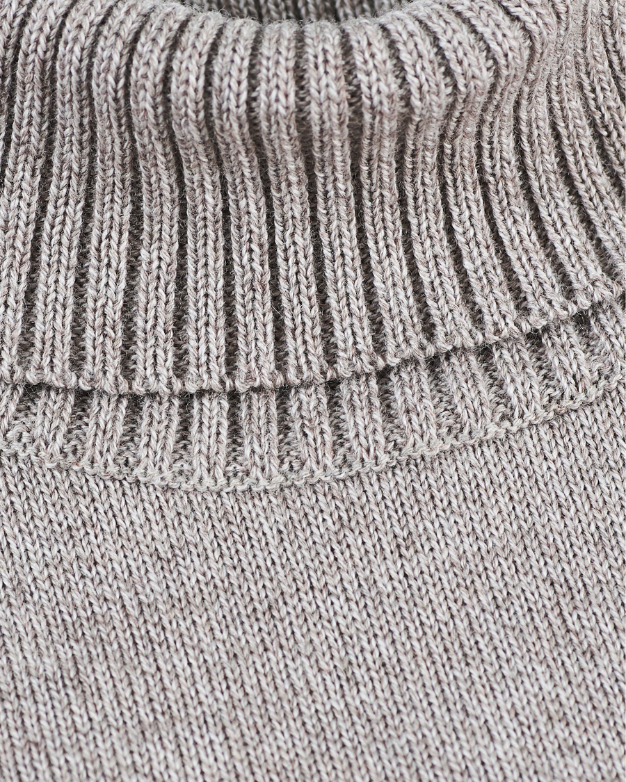 Herren | Pullover | Stenströms | Heavy Knitted Merino Rollneck Beige Mouliné