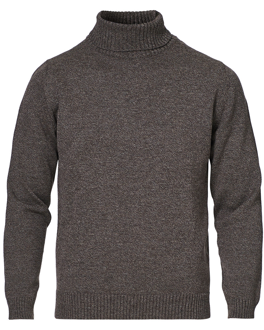 Herren | Pullover | Stenströms | Heavy Knitted Merino Rollneck Brown Mouliné