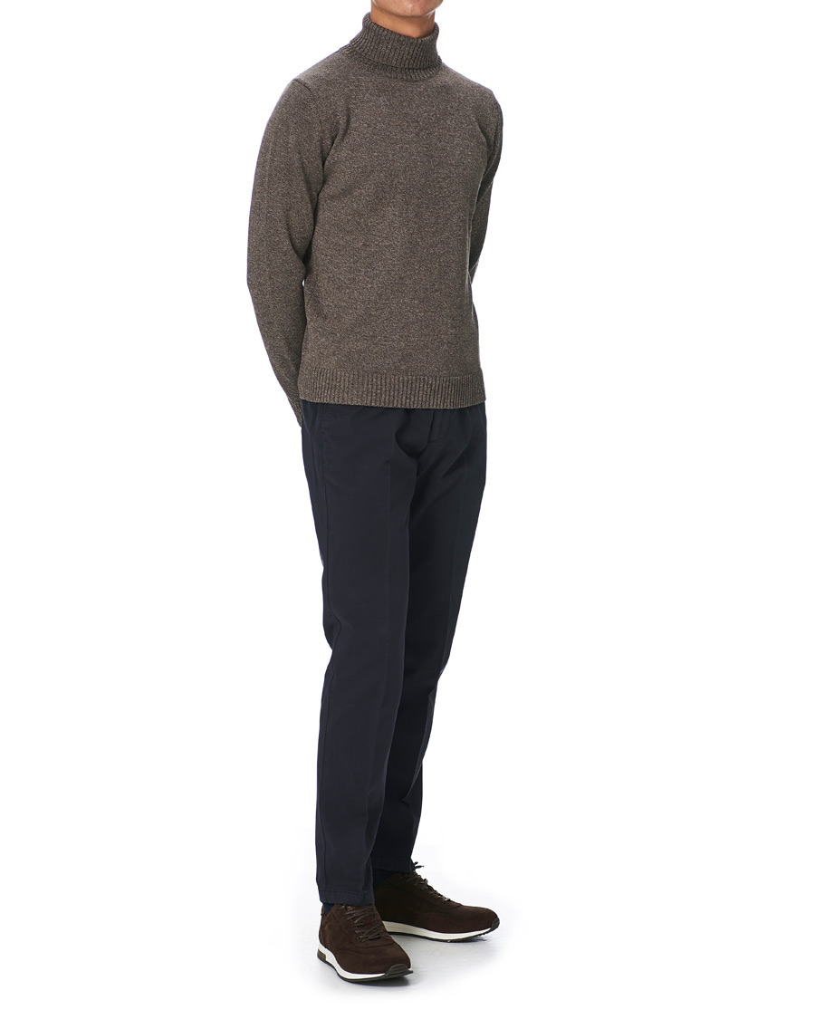 Herren | Pullover | Stenströms | Heavy Knitted Merino Rollneck Brown Mouliné
