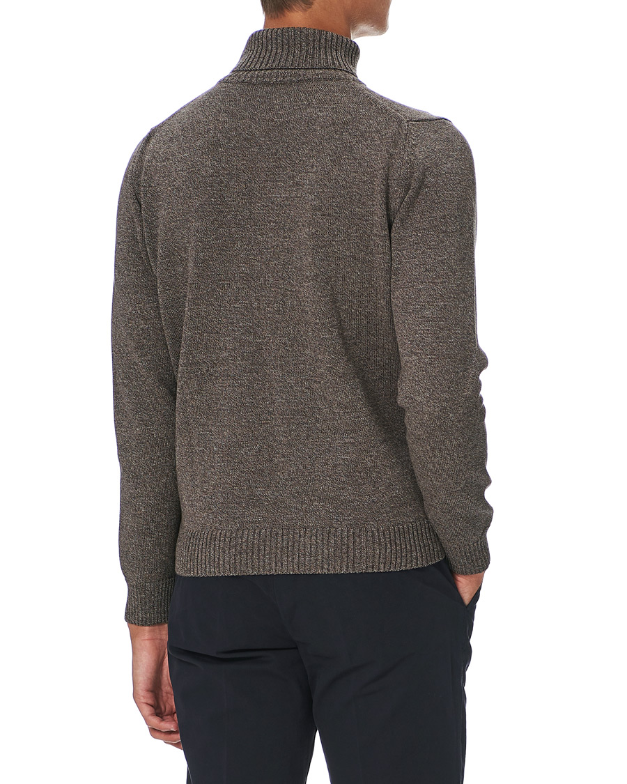 Herren | Pullover | Stenströms | Heavy Knitted Merino Rollneck Brown Mouliné