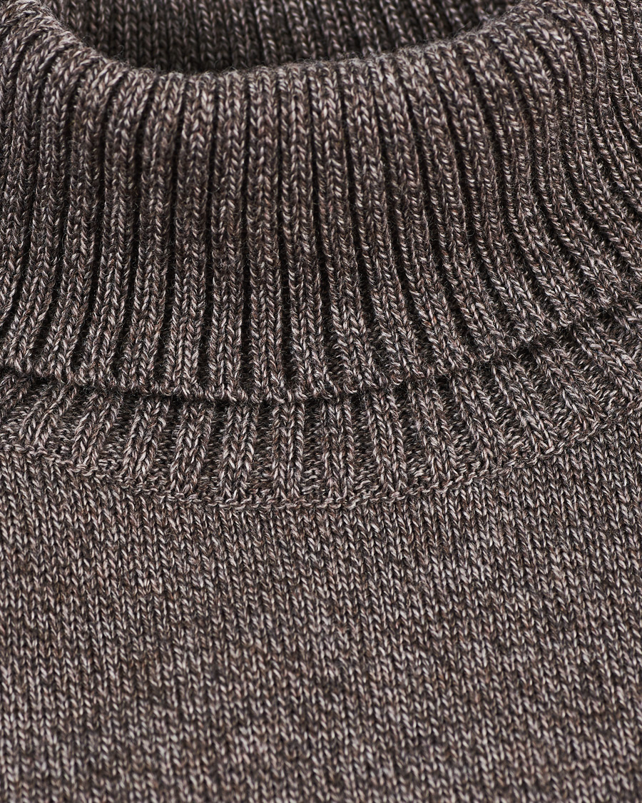 Herren | Pullover | Stenströms | Heavy Knitted Merino Rollneck Brown Mouliné