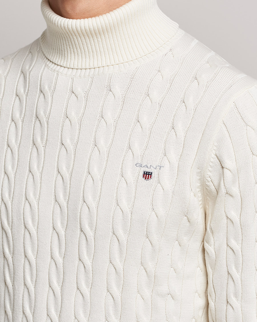 Herren | Pullover | GANT | Cotton Cable Turtleneck Cream