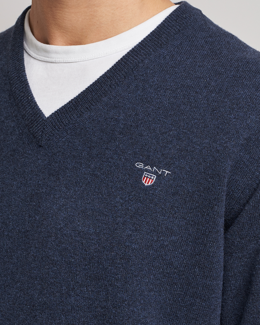 Herren | Pullover | GANT | Lambswool V-Neck Pullover Dark Navy Melange