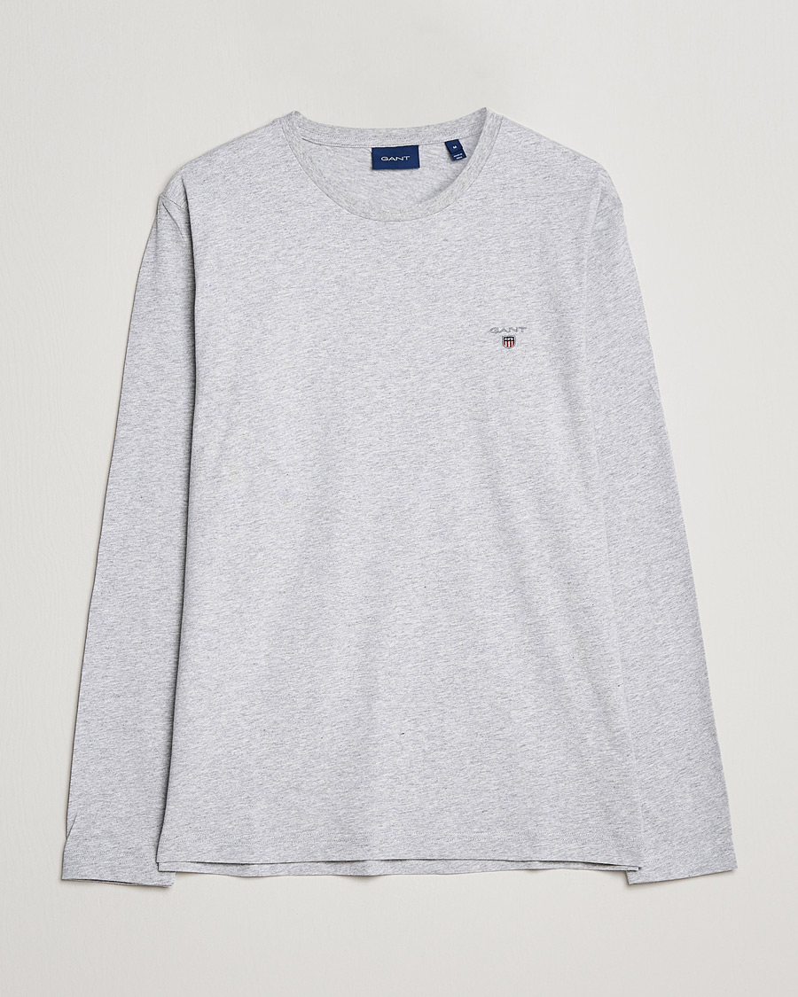 Herren | T-Shirts | GANT | The Original Long Sleeve T-shirt Light Grey Melange