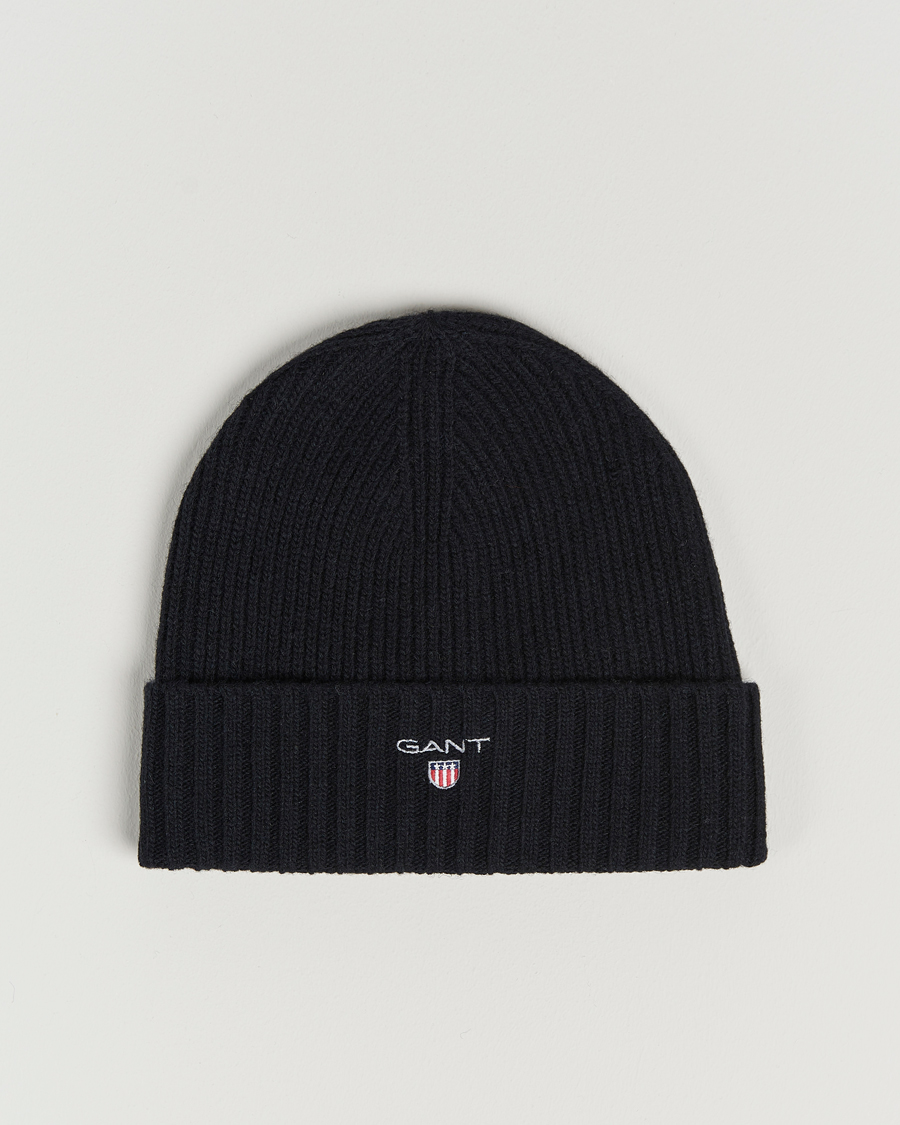 Herren | GANT Wool Lined Beanie Black | GANT | Wool Lined Beanie Black