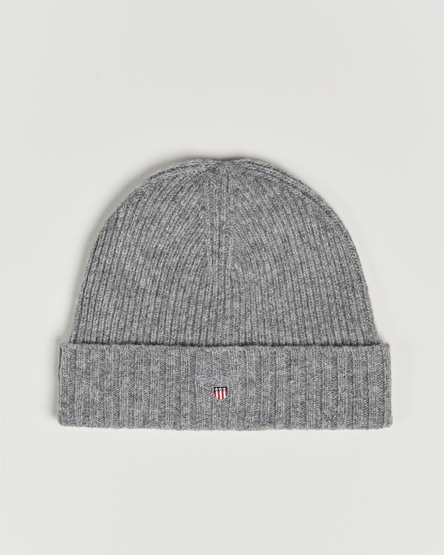 Herren | GANT Wool Lined Beanie Dark Grey Melange | GANT | Wool Lined Beanie Dark Grey Melange